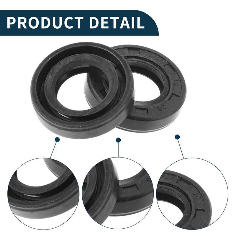TUCKBOLD Universal Oil Seal TC Double Lip W Steel Spring Seal Ring Rotary Shaft Seal 14x25x6mm High Pressure NBR Rubber Black 5 Pcs - Image 5